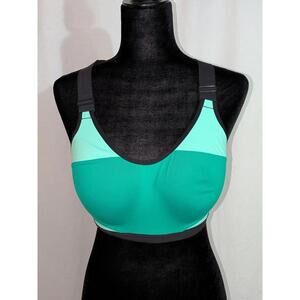 Victoria's Secret VSX Padded Sports Bra Sz 34DD Green Color Block